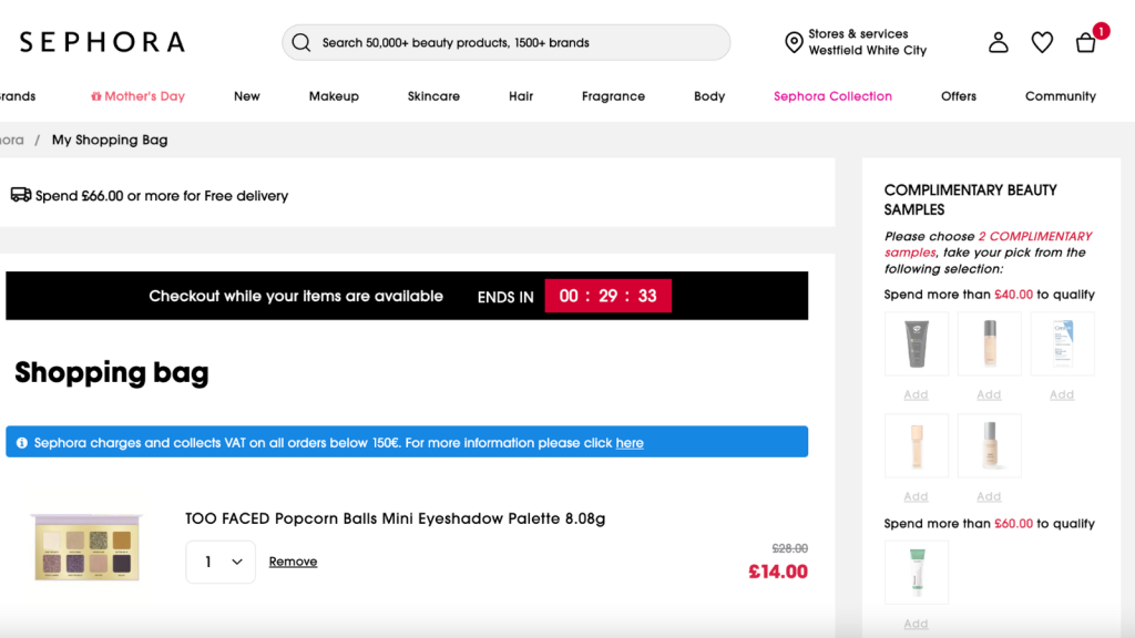 Cart page countdown timer design.