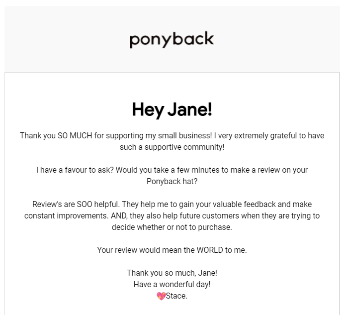 Personalize Review Requests for a Genuine Touch.