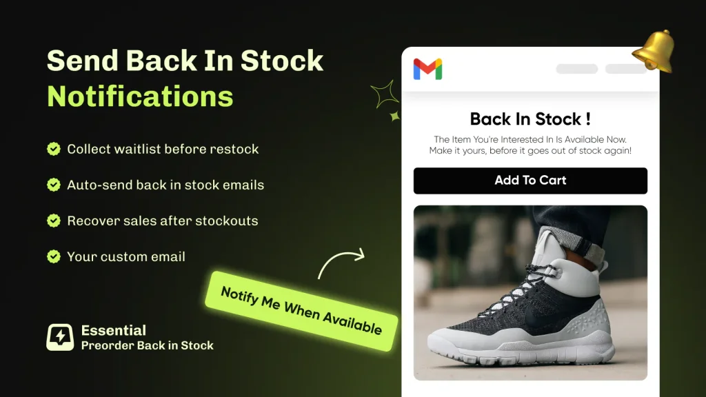 back in stock notifications shopify.