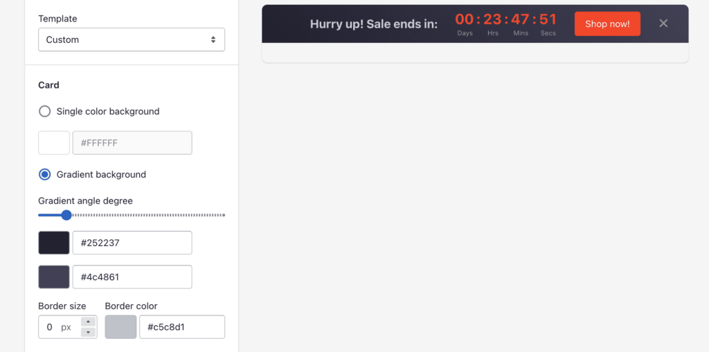 Editing shopify top bar countdown timer design.