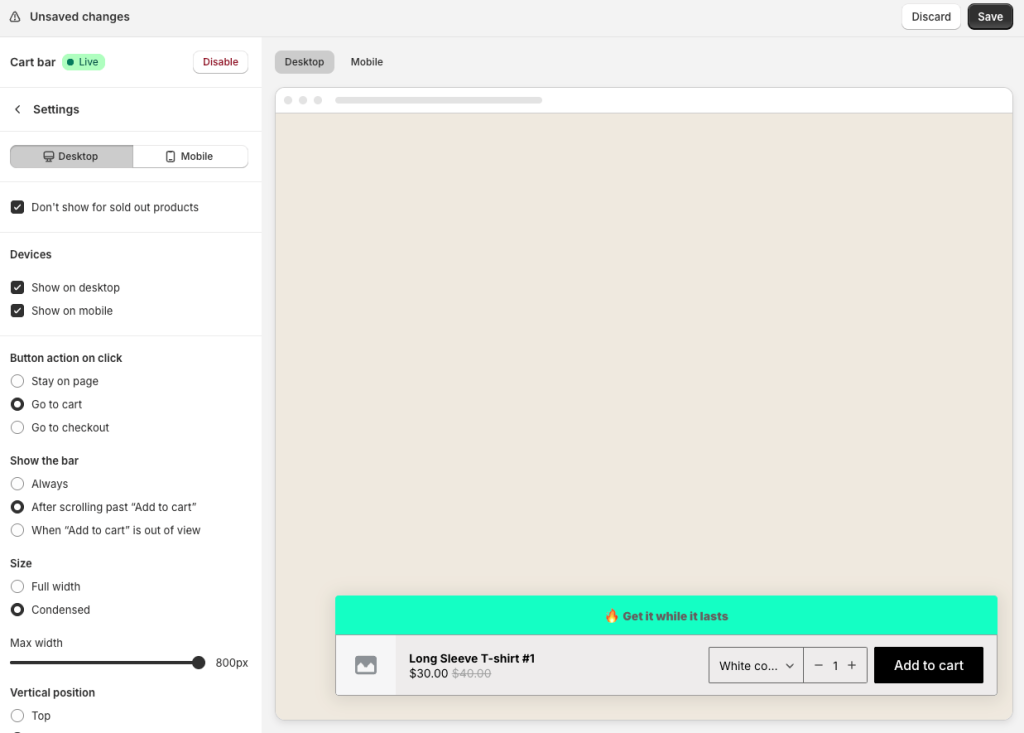 What is sticky add to cart and how to add it.