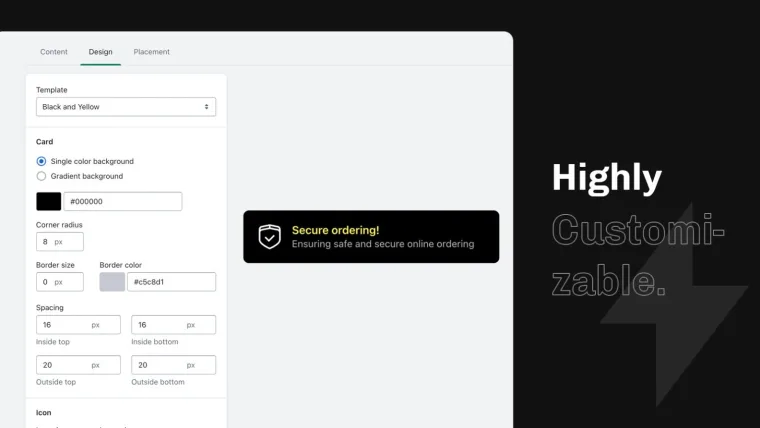Highly customizable trust badge banners